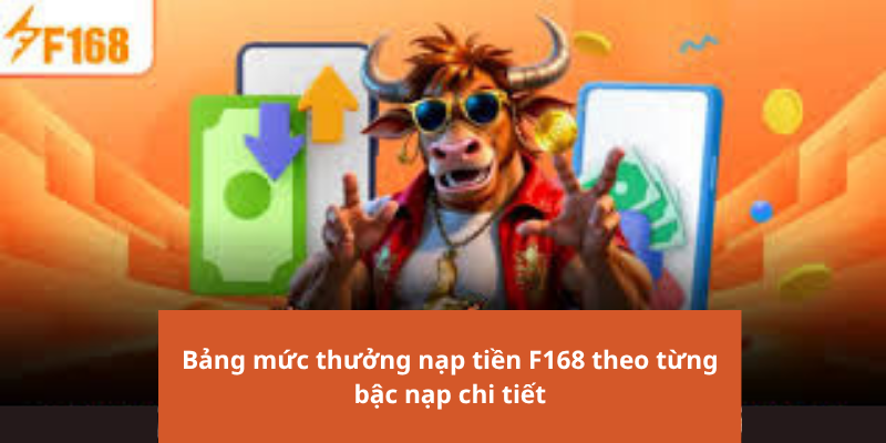 Bảng mức thưởng nạp tiền F168 theo từng bậc nạp chi tiết