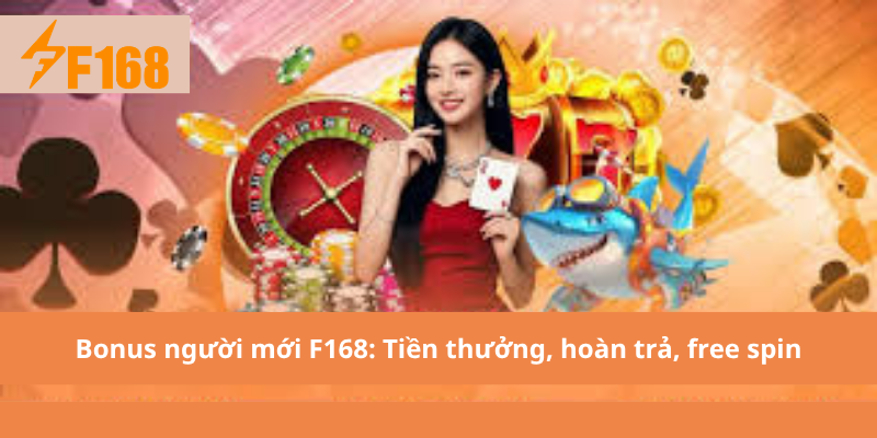 Bonus người mới F168: Tiền thưởng, hoàn trả, free spin